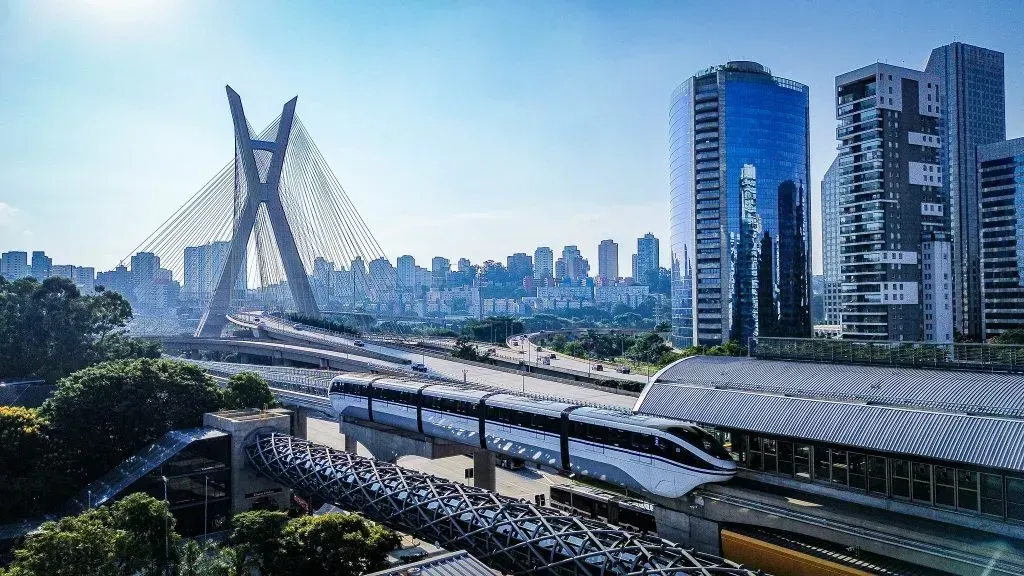 Vista aérea da operação do monotrilho (Divulgação Agência SP)
